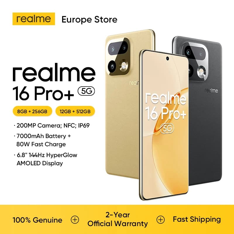 realme 16 Pro Plus 5G Smartphone /Cellphones Android 7000mAh Battery 80w Fast Charge 200MP Camera 6.8'' AMOLED 144Hz