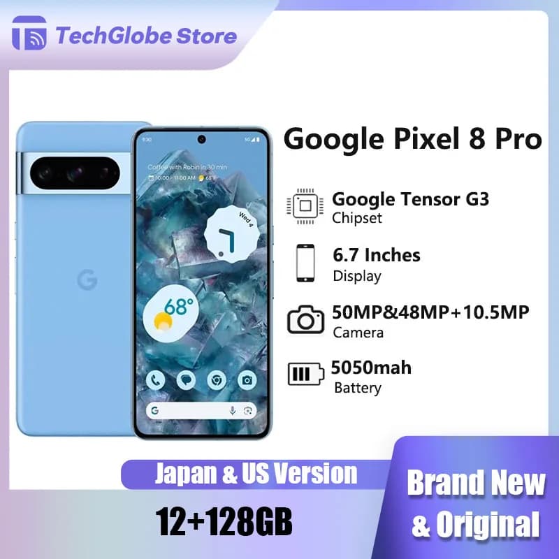 Google Pixel 8 Pro 5G 12GB RAM 128GB ROM 6.7" LTPO OLED NFC Google Tensor G3 Octa Core Unlocked Original Cell Phone