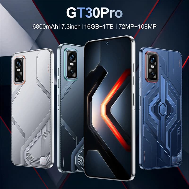 HOT 2025 New GT30 Pro Facial Recognition Function 7.3HD Global Edition Original Smart Dual Card 7800mAh Battery