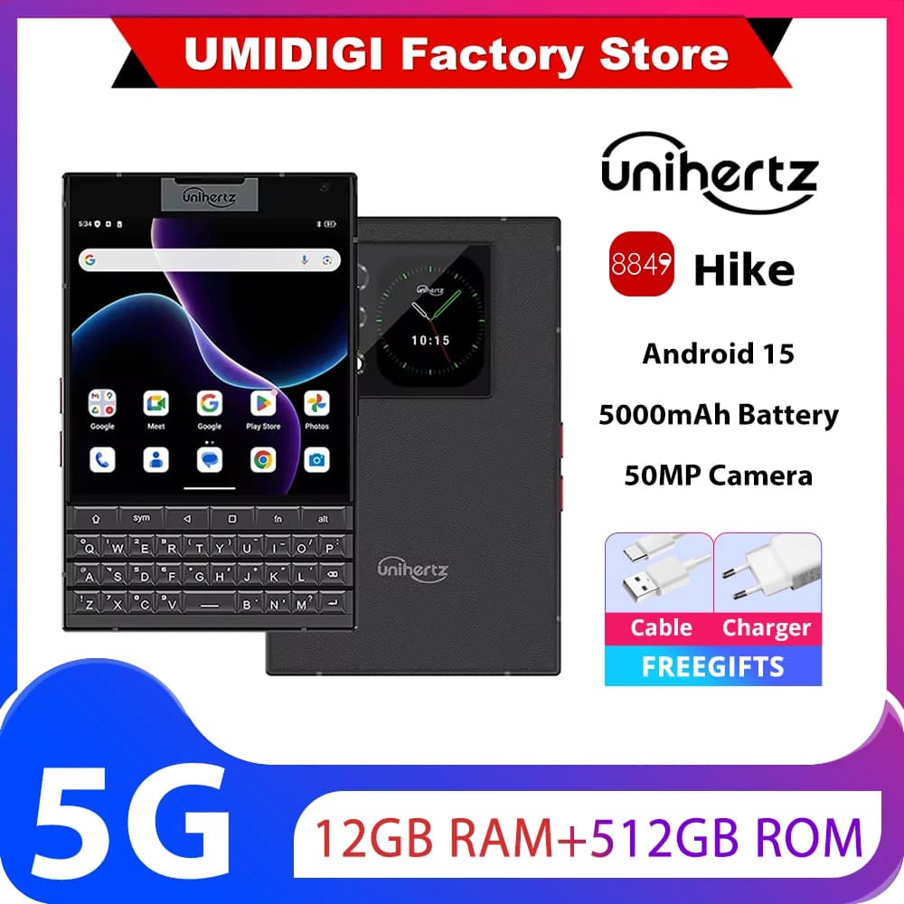 Unihertz Titan 2 QWERTY Physical Keyboard Phone 12GB+512GB Fingerprint 4.5 inch + 2 inch Android 15 Dimensity 7300 5G NFC Phone