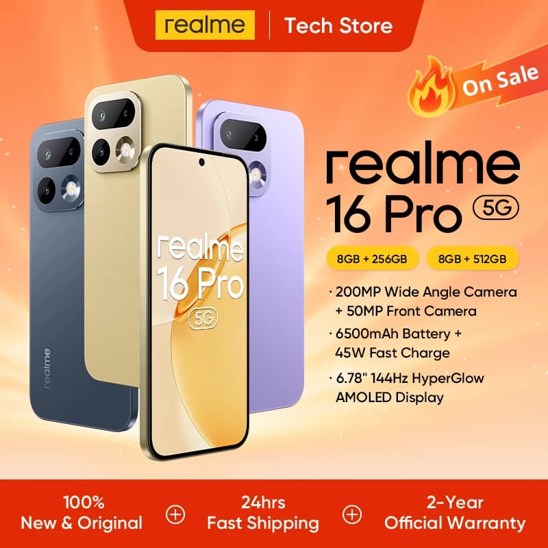 realme 16 Pro 5G Smartphone 6.78" 144Hz 50MP Group Selfie Camera 45W Charge 6500mAh Dimensity 7300-Max 5G Chipset