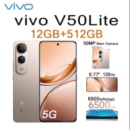 VIVO V50 Lite 5G 6.77" 120Hz Display 12GB+512GB 50MP Cam 6500mAh Long Lasting Battery Type-C Dual SIM Unlocked Smartphone