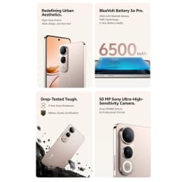 VIVO V50 Lite 5G 6.77" 120Hz Display 12GB+512GB 50MP Cam 6500mAh Long Lasting Battery Type-C Dual SIM Unlocked Smartphone