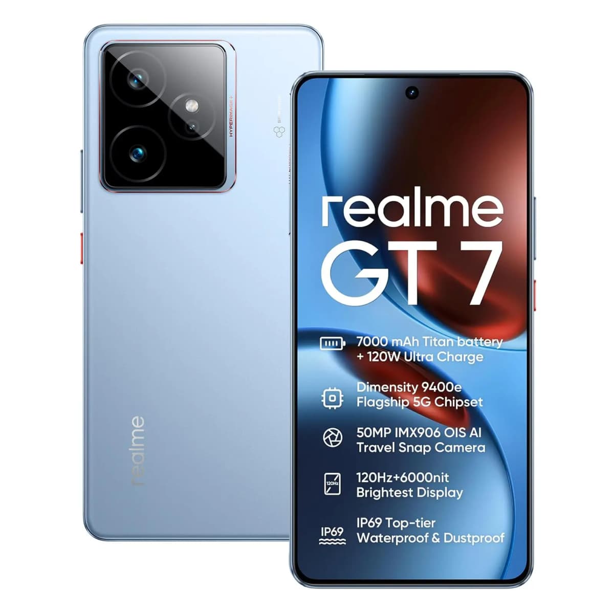 Smartphone realme GT 7 5G, processor Dimensity 9400e, battery 7000 mAh, charge W, camera 50 MP Sony IMX906 OIS, NFC