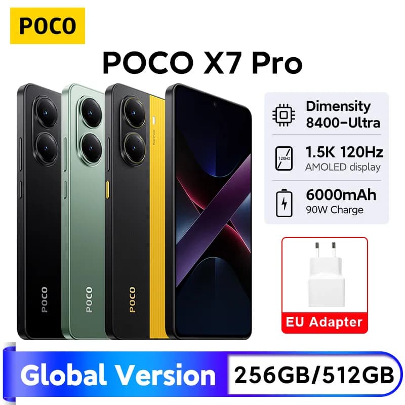 New POCO X7 Pro Global Version Smartphone Dimensity 8400-Ultra 6.67"1.5K Display 6000mAh battery 90W Charge 50MP Camera 5G NFC