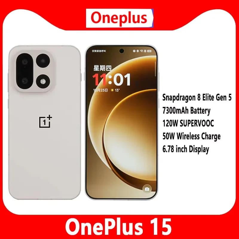 Unlocked OnePlus 15 Global Rom Mobile Phone Snapdragon 8 Elite Gen 5 6.78" AMOLED 120Hz 50MP 7300Mah 120W Super Charger NFC OTA