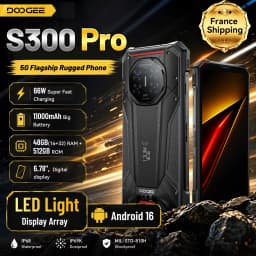 DOOGEE S300 Pro 5G Flagship Rugged Phone, World Premiere, 6.78", Digital display,48GB(16+32) RAM + 512GB ROM, 11000mAh Big Battery, Android 16, LED Light Display Array,66W Super Fast Charging