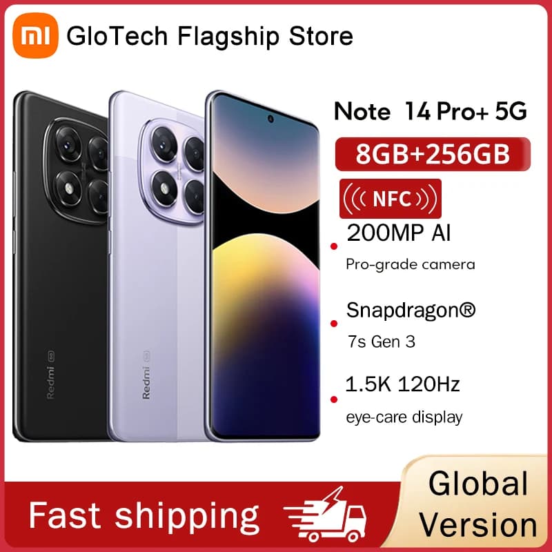 Global version Xiaomi Redmi Note 14 Pro+ 5G Smartphone Snapdragon® 7s Gen 3 120W HyperCharge 6.67 AMOLED display 200MP AI camera