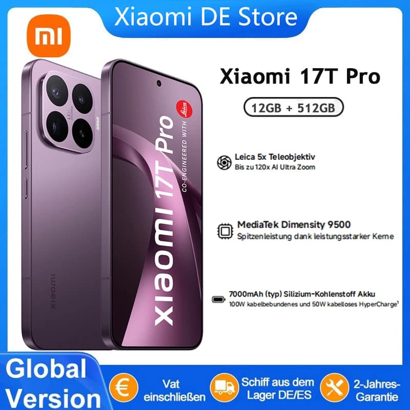 Global Version Xiaomi 17t Pro Mobile Phone Leica 5X Telephoto Lens 7000Mah (Type) Silicon-Carbon Battery 6.83 "Amoled Display Xiaomi Hyperos Cellphone