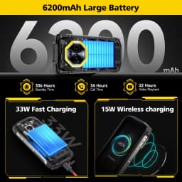 Ulefone Armor Mini 20 Pro,16GB(8+8) 256GB,5G Rugged,6200mAh,Android 14,33W Charge,64MP Night Camera LED Light,Global Version