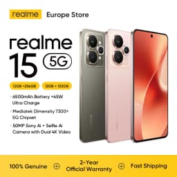 realme 15 5G Smartphone 6500mAh 45W Processor 6.77"144Hz AMOLED Display NFC Dimensity 7300+