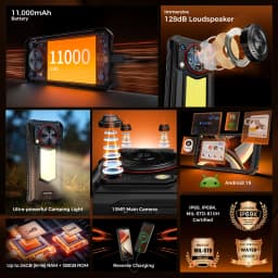 OUKITEL WP53 Rugged Phone, 24GB+128GB 11000mAh Android 15 6.52" NFC 13MP Camera Cell Phone, 128dB Loudspeaker
