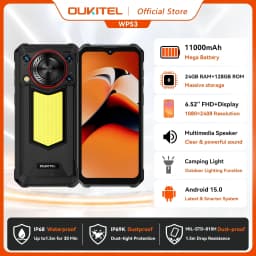 OUKITEL WP53 Rugged Phone, 24GB+128GB 11000mAh Android 15 6.52" NFC 13MP Camera Cell Phone, 128dB Loudspeaker