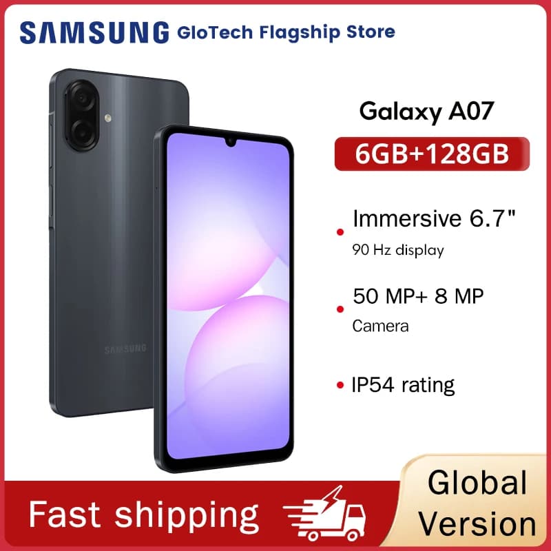 Samsung Galaxy A07 Mobile Phone Global Version 5000mAh Large Battery 50MP Main Camera 6.7" 90Hz 1600x720 Display