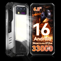 OUKITEL WP100 Plus Rugged Phone 36GB(12+24)+512GB ESIM Chip 6.8'120Hz Display Camping Light 33000mAh 66W Fast Charging 64MP+20MP+2MP Smartphone Android 16 NFC Gemini AI MediaTek Helio G100