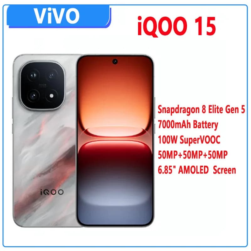 ViVO IQOO 15 Screen 6.85 Inch Rear Camera 50MP OIS Battery 7000mAh 100W SuperVOOC 40W Wireless Snapdragon 8 Elite Gen 5 NFC OTA