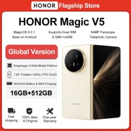 HONOR Magic V5 16GB+512GB Global Version 5G Smartphone 120Hz Foldable OLED Screen Snapdragon 8 Elite 5820mAh 66W SuperCharge NFC
