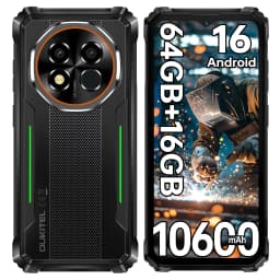 OUKITEL G6 Rugged Smartphone Unlocked -16GB+64GB/1TB TF 6.52” HD Display IP68/IP69K Rugged Android16 Phone, 10600mAh Battery 16MP NFC Dual SIM 90Hz Mobile Phone Rugged Phone