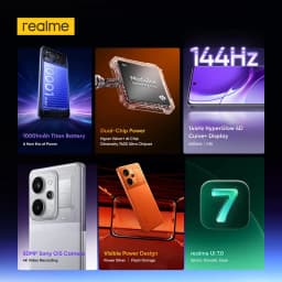 realme P4 Power 5G Smartphone 10001mAh Battery 80W Charge 6.8"144Hz Curved Display Dimensity 7400 Ultra Chipset 50MP Sony Camera