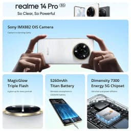 Realme 14 Pro 5G Smartphone 256GB/512GB Mobile Phone Dimensity 7300 Energy 5G Processor IP69 Sony IMX882 OIS 50MP Camera