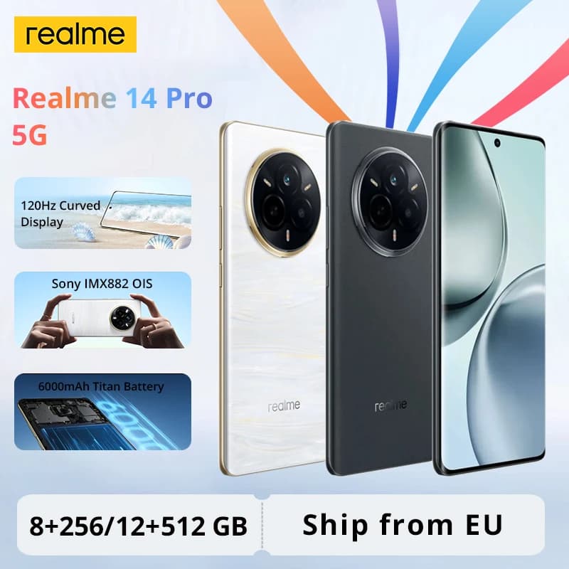 Realme 14 Pro 5G Smartphone 256GB/512GB Mobile Phone Dimensity 7300 Energy 5G Processor IP69 Sony IMX882 OIS 50MP Camera