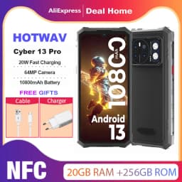 HOTWAV Cyber 13 Pro 150LM Flashlight 20GB+256GB 6.6'' FHD+ 2K 10800mAh 20W Fast Charging 64MP Android 13 Global