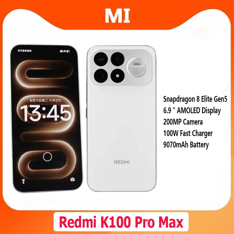 Xiaomi Redmi K100 Pro Max Brand Snapdragon 8 Elite Gen5 6.9" AMOLED Screen 200MP Camera 100W 9070mAh HyperOS 3 CN Version