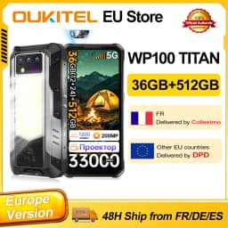 OUKITEL WP100 TITAN Android 14 33000mAh 66W 36GB(12+ 24) 512GB Rugged Smartphone 200MP laser projector Camping Light 6.8'' 120Hz