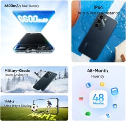 realme C100 5G Smartphone 6600mAh Large Battery 6.8‘’ 144Hz Display 45W charge IP64 Waterproof Dustproof Dual SIM Android 16 Budget Phone