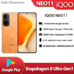 ViVO iQOO Neo11 Snapdragon 8 Elite 5G phone 2K+ AMOLED 144Hz 50Mp Camera 100W Super Fast 7500mAh OriginOS 6 Google Play Neo 11