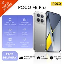 POCO F8 Pro 5G, 12+512GB Global Version, Dual ESIM 6.59' 120Hz Eye-care AMOLED Display 3nm Flagship Snapdragon® 8 Elite 50MP 6210mAh 100W NFC
