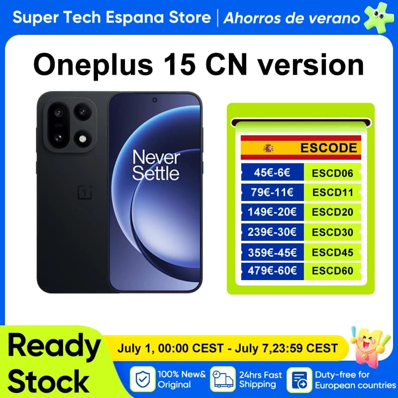 OnePlus 15 5G Smartphone Snapdragon 8 Gen 5 6.78” AMOLED 165Hz 7300mAh 120W 50MP Cámaras Triple