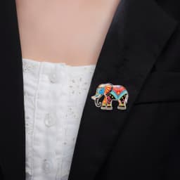 Unift Colorful Elephant Brooch Stainless Steel Elephant Pin for Women and Men Cute Animal Elephant Brooch Jewelry Gift Wholesale