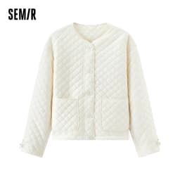 Semir Coats Women Padded Textured Diamond Inner Layer Loose Casual 2025 Winter Drawstring Lightweight Cotton Jackets for Woman