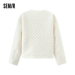 Semir Coats Women Padded Textured Diamond Inner Layer Loose Casual 2025 Winter Drawstring Lightweight Cotton Jackets for Woman