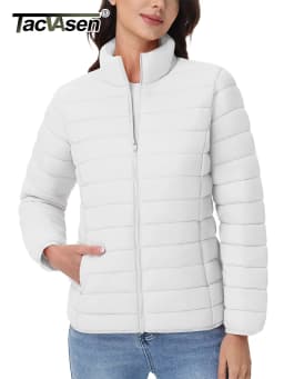 TACVASEN Full Zip Up Puffer Jacket Womens Winter Lightweight Quilted Down Warm Coats Casual Windbreaker Oversize Outwear Outdoor