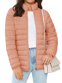 TACVASEN Full Zip Up Puffer Jacket Womens Winter Lightweight Quilted Down Warm Coats Casual Windbreaker Oversize Outwear Outdoor