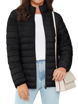 TACVASEN Full Zip Up Puffer Jacket Womens Winter Lightweight Quilted Down Warm Coats Casual Windbreaker Oversize Outwear Outdoor