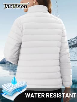 TACVASEN Full Zip Up Puffer Jacket Womens Winter Lightweight Quilted Down Warm Coats Casual Windbreaker Oversize Outwear Outdoor