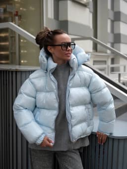 Women Solid Hooded Glossy Padded Jacket Long Sleeve Stand Zipper Fluffy Warm Coat Autumn Winter 2025 Chic Casual Street Jackets