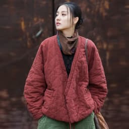 Johnature Winter Chinese Style Parkas For Women Bandage Plus Cotton Coats 2025 Long Sleeve Loose Pockets Vintage Cotton Parkas