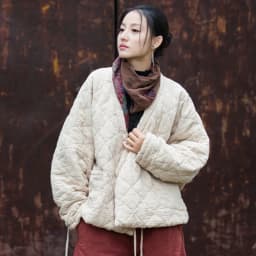 Johnature Winter Chinese Style Parkas For Women Bandage Plus Cotton Coats 2025 Long Sleeve Loose Pockets Vintage Cotton Parkas
