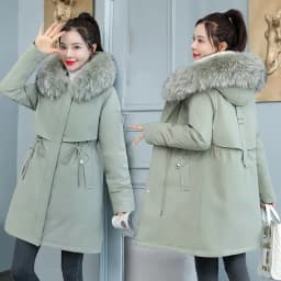 2026 New Women Winter Jacket 8XL Slim Long Coat Casual Parkas Big Fur Collar Wool Liner Hooded Outwear Cotton Warm Coats Female