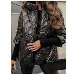 Autumn Winter New Fashion Hooded Loose Long Sleeve Patchwork Cotton Jacket for Women