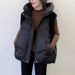 LANMREM Winter Versatile Dowm Vest For Women Hooded Knitted Sleeveless Spliced Solid Color Coat Casual 2024 New Clothing 2VV302