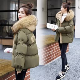 Down Cotton Jacket For Women Short Thickened 2026 Winter New Big Fur Collar Loose Cotton Coat Women's Warm Hooded Jackets Parker
