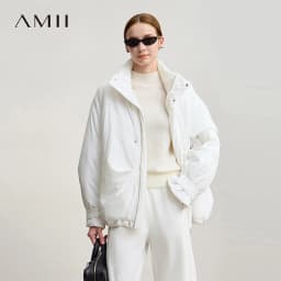Amii Women's Jacket 2025 Winter New Loose Zipper Casual Thick Women's Outerwear Warm Turtleneck Cotton-padded Jacket 12544133