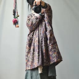 Johnature Women Vintage Print Floral Parkas Cotton Linen Coats Button V-Neck Long Sleeve 2025 Winter New Warm Female Long Coats