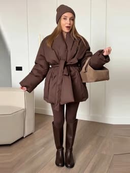 Solid Lace Up Cotton Coat Women Fashion Lapel Long Sleeve Pocket Warm Loose Short Jacket New Lady Winter Commute Street Outwears