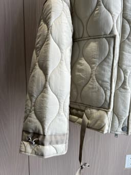 Quilted coat for women ETJ 2025 QUILTED JACKET WITH TIES new beige drawstring high neck pocket clip cotton jacket for women